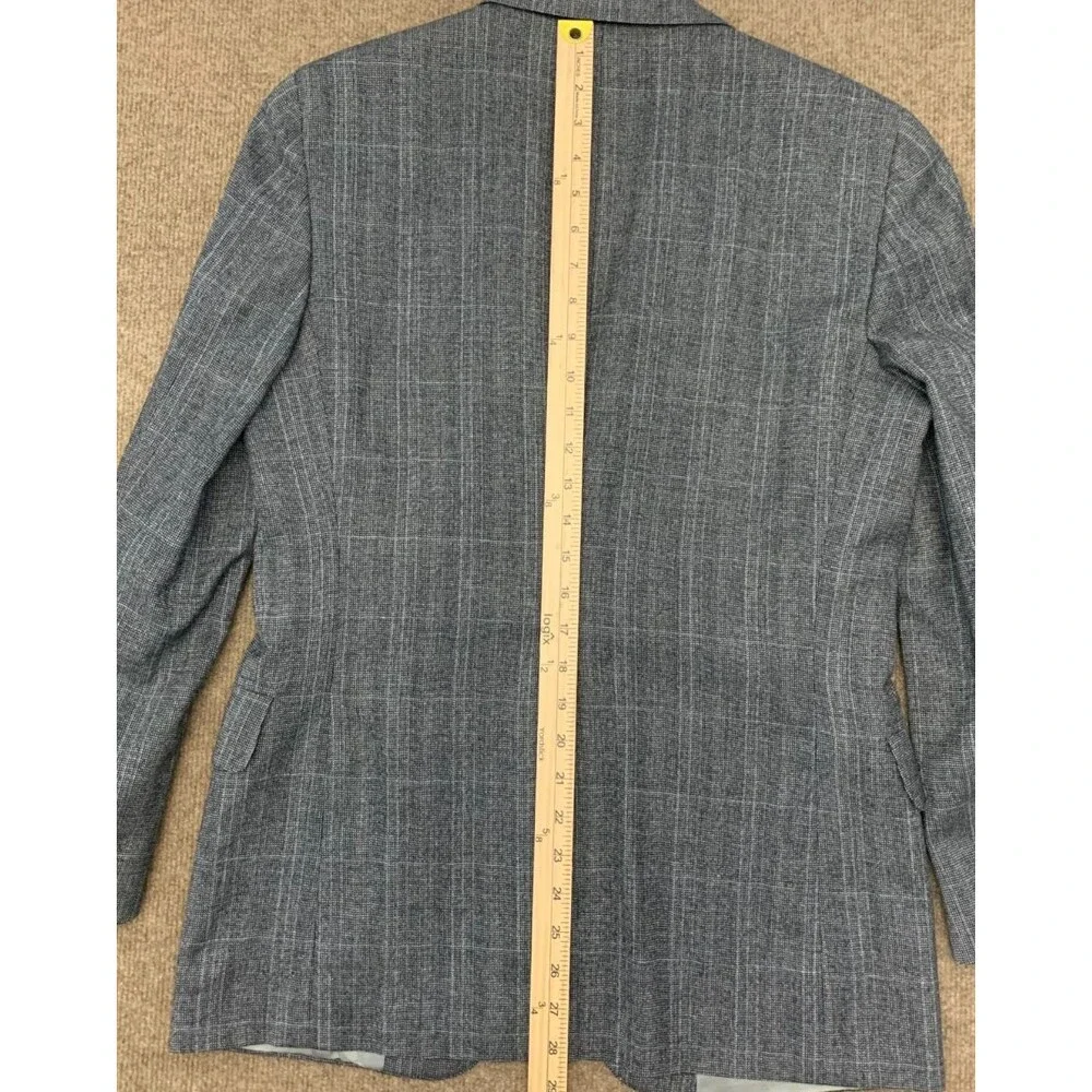 Vintage Alexander Julian Blazer Mens 38S Wool Plaid Windowpane Jacket Sportcoat